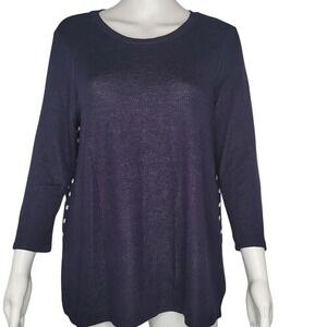 Paperwork Navy‎ & White Polka Dot Long Sleeve Top